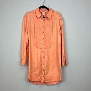 Pilcro Orange Long Sleeve Button Down Dress Cutout Womens Size Small